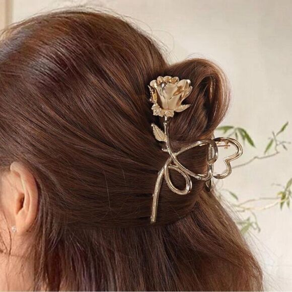 Gold flower hair clips S539 - Picture 1 of 3